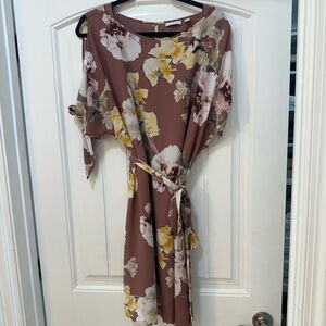 New York & Company Pink Asymmetrical Dolman Sleeve Dress